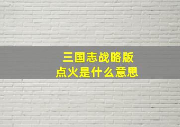 三国志战略版点火是什么意思