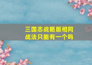 三国志战略版相同战法只能有一个吗