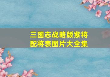 三国志战略版紫将配将表图片大全集