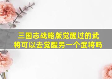 三国志战略版觉醒过的武将可以去觉醒另一个武将吗