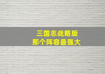 三国志战略版那个阵容最强大