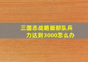 三国志战略版部队兵力达到3000怎么办