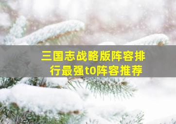 三国志战略版阵容排行最强t0阵容推荐