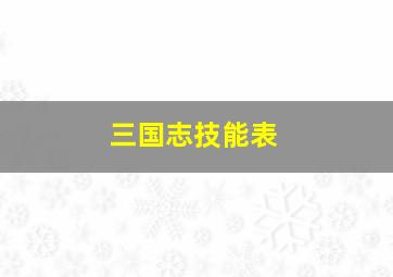 三国志技能表