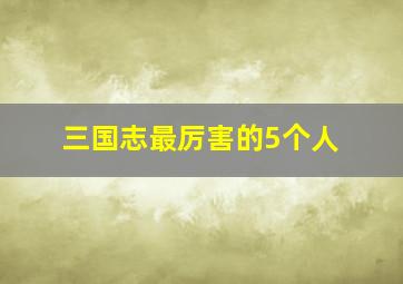 三国志最厉害的5个人