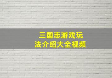 三国志游戏玩法介绍大全视频