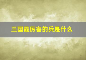 三国最厉害的兵是什么