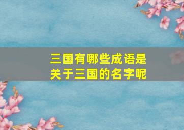 三国有哪些成语是关于三国的名字呢