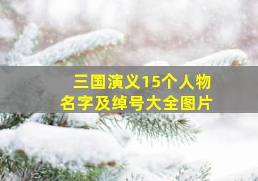 三国演义15个人物名字及绰号大全图片