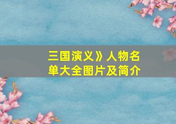 三国演义》人物名单大全图片及简介