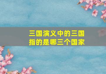 三国演义中的三国指的是哪三个国家