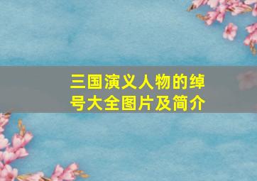 三国演义人物的绰号大全图片及简介