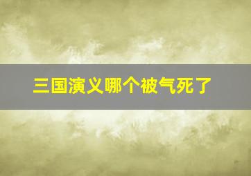 三国演义哪个被气死了