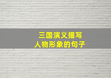 三国演义描写人物形象的句子