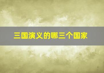 三国演义的哪三个国家