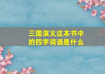 三国演义这本书中的四字词语是什么