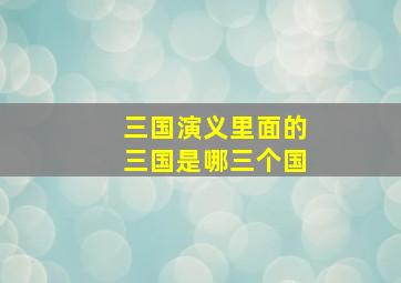 三国演义里面的三国是哪三个国