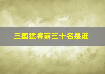 三国猛将前三十名是谁