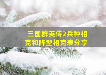 三国群英传2兵种相克和阵型相克表分享