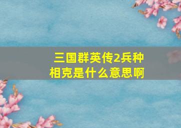 三国群英传2兵种相克是什么意思啊