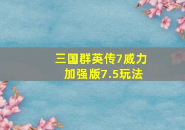 三国群英传7威力加强版7.5玩法