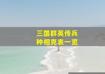 三国群英传兵种相克表一览