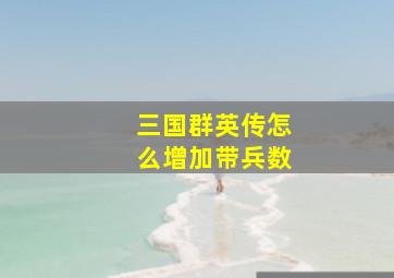 三国群英传怎么增加带兵数