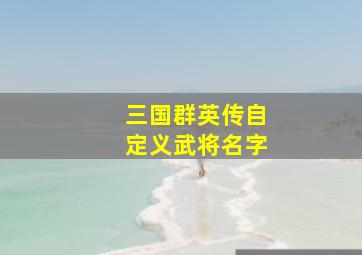 三国群英传自定义武将名字