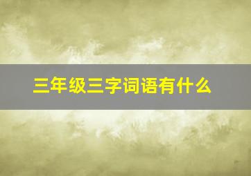 三年级三字词语有什么