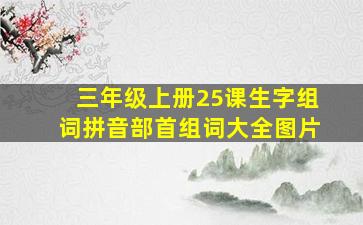 三年级上册25课生字组词拼音部首组词大全图片