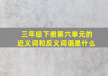 三年级下册第六单元的近义词和反义词语是什么