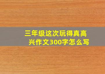 三年级这次玩得真高兴作文300字怎么写