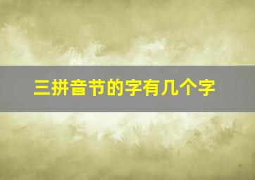 三拼音节的字有几个字