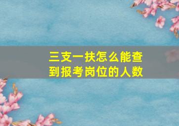 三支一扶怎么能查到报考岗位的人数