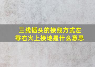 三线插头的接线方式左零右火上接地是什么意思