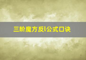 三阶魔方反l公式口诀