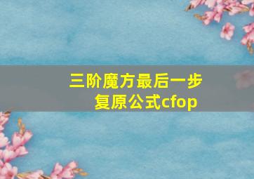 三阶魔方最后一步复原公式cfop