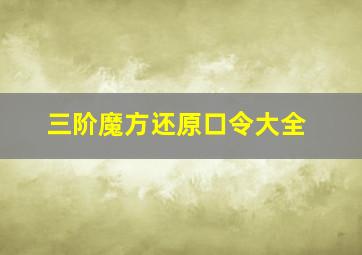 三阶魔方还原口令大全