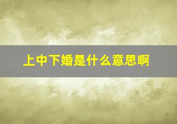 上中下婚是什么意思啊