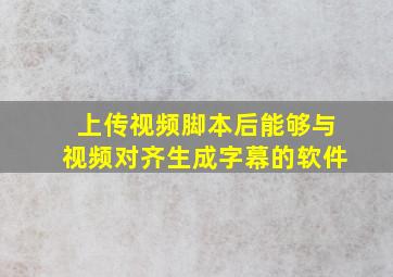 上传视频脚本后能够与视频对齐生成字幕的软件