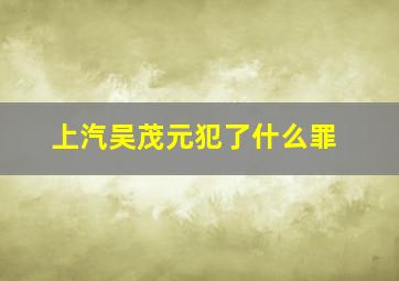 上汽吴茂元犯了什么罪