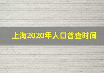 上海2020年人口普查时间