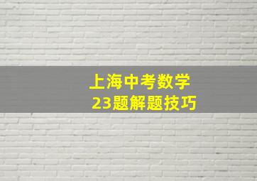 上海中考数学23题解题技巧