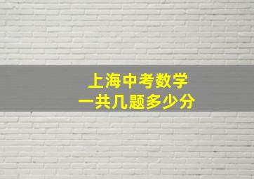 上海中考数学一共几题多少分