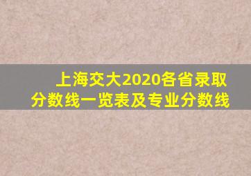 上海交大2020各省录取分数线一览表及专业分数线