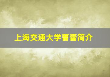 上海交通大学曹蕾简介