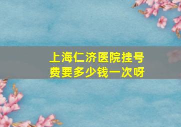 上海仁济医院挂号费要多少钱一次呀