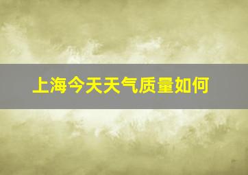 上海今天天气质量如何