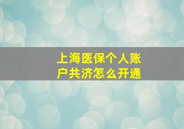 上海医保个人账户共济怎么开通