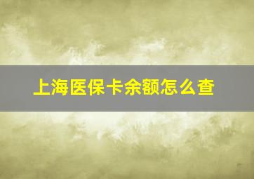 上海医保卡余额怎么查